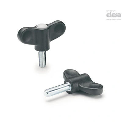 Image of ELESA EWN Wing nuts Technopolymer Zinc plated steel threaded stud EWN.63 p M10x30 C4