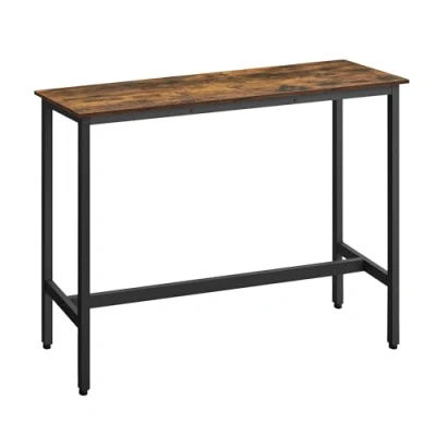 Image of VASAGLE Bar Table, Kitchen Pub Dining High Sturdy Steel Frame, 40 x 120 90 cm, Easy Assembly, Industrial Design, Rustic Brown and Ink Black LBT120B01