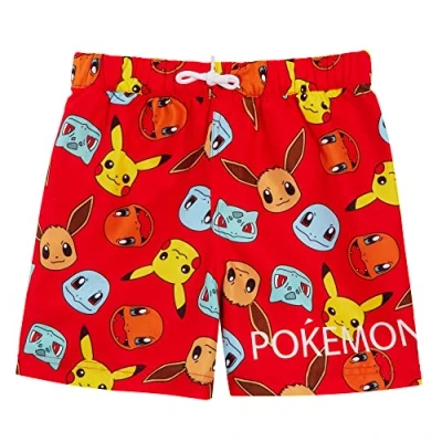 Image of Boys Pokemon Swim Shorts 7 8 Years Red