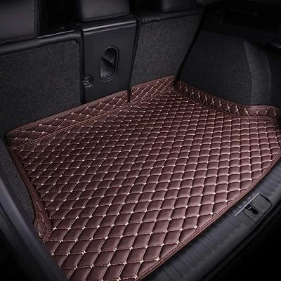 Image of Tailored Car Leather Boot Mats For Jaguar XE 2014 2018, Rear Trunk Cargo Tray Liners Luggage Mat Anti Scratch Carpets Protector Pad High Side Interior Accessories,E/Coffee