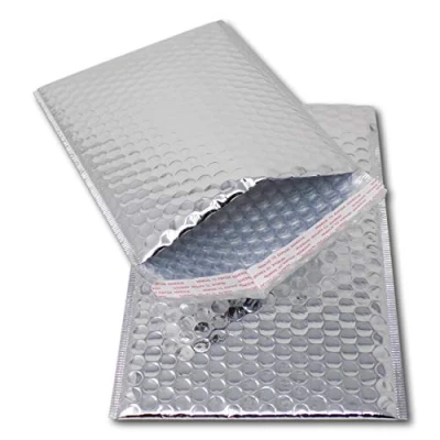 Image of EPOSGEAR 100 Silver Shiny Metallic Foil Bubble Padded Bag Mailing Envelopes Perfect for Marketing, Promotions or and Alternative to Gift wrap (A5 / C5 (DVD) 250mm x 180mm)