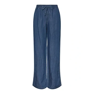 Image of PIECES Women&#039;s Pcbossi Hw Wide Pants Bc, Medium Blue (Medium Denim), S