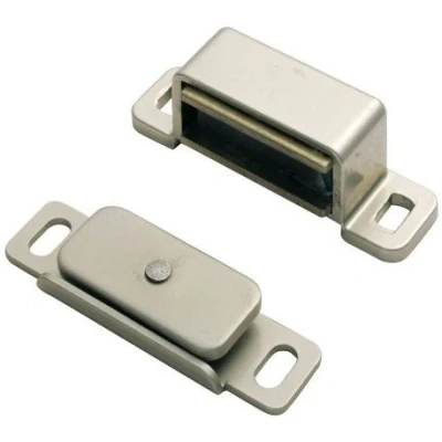 Image of Heavy Duty Nickel Plated Magnetic Steel Catch with 6kg Pull Rating + Screws