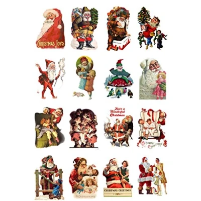 Image of Decoupage Paper Pack (20 Sheets 10x15cm) Vintage Christmas Santa Kids FLONZ Ephemera