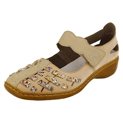 Image of Rieker Women&#039;s Leather Mary Jane Shoes (Numeric_6) Beige
