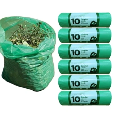 Image of Bag Market Heavy Duty Green Garden Waste Bags/Sacks on a Roll 85L Bin, Refuse, Rubbish (2 Rolls (20 Bags))