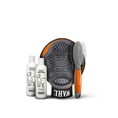 Image of Wahl Puppy Care Kit, Mucky Pup Shampoo, Easy Groom Dog Conditioner, Grooming Glove, Pet Hair Remover Mitt, Double Sided Brush, Detangle Coats, Pets at Home