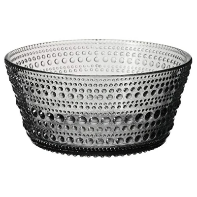Image of Iittala, 1007530, Kastehelmi plates and bowls, glass, grey, 10.5 x 5.5 cm