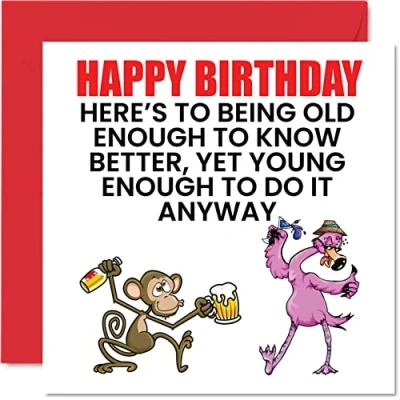 Image of Funny Birthday Cards for Men Women Old Enough Rude Card Dad Mum Sister Brother Daughter Son Grandad Nan, 145mm x Banter Greeting Cards, Joke Humour 30th 40th 50th Bday