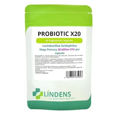Image of Lindens Probiotic Ultra 2 Pack 120 Capsules Acidophilus Huge 20 Billion Bacteria