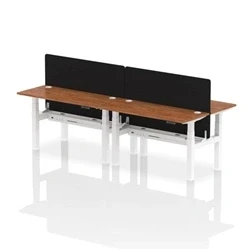 Image of Air B2B 1400x600mm Adjustable 4P Bench Desk CP Walnut/White + Screen