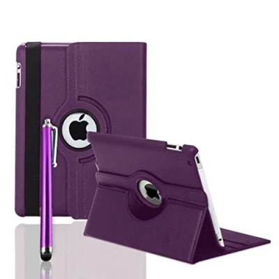 Image of Rotating 360 Leather Case Cover With Stylus For Apple iPad 2 and 3 4 4Th Gen (Purple)