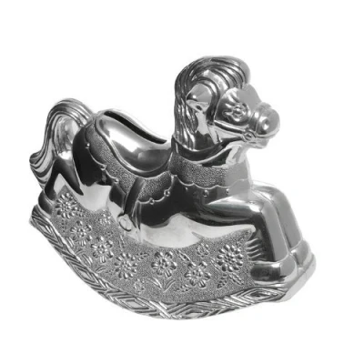 Image of Joe Davies Rocking Horse Silver Plated Money Box Baby Christening, New Born