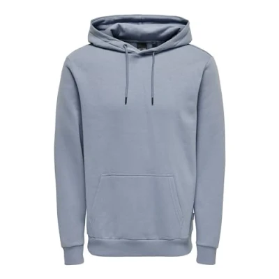 Image of ONLY &amp; SONS Men&#039;s Onsceres Noos Hoodie Hooded Sweatshirt, Flint Stone, XL