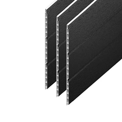 Image of uPVC Hollow Soffit Cladding Panels Black Plastic Board 5 Metre Length x 300mm Wide 3 Pack