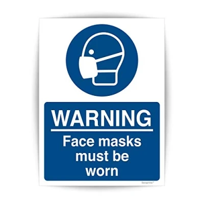Image of Please Wear Face Mask Sign Self adhesive Waterproof Vinyl Sticker 150mmx200mm V1108