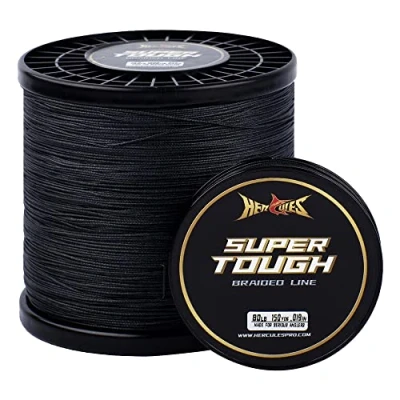 Image of HERCULES Super Tough Braided Fishing Line 300 Yards Braid 35lb Test for Saltwater Freshwater PE Fish Lines 4 Strands Black, 35lb, 300yds