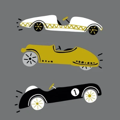 Image of 20 Napkins Cars Racing on Grey Table Decoration Paper with Motif Also for Decoupage and 33 x cm