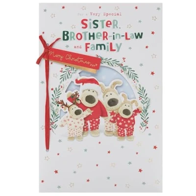 Image of Boofle Sister, Brother In Law &amp; Family Christmas Greeting Card Cute Xmas Cards