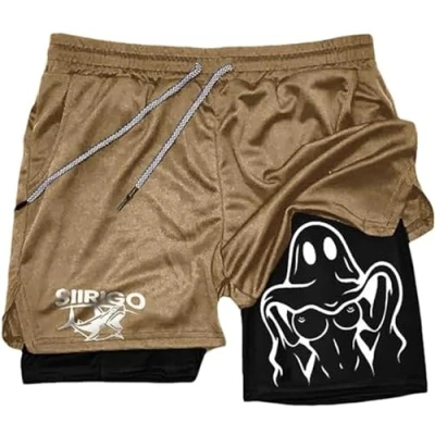 Image of Siirigo Shorts Men, Sexy Boobs Graphic Print Gym Performance Shorts, Running with Phone Pocket (L,A 4)