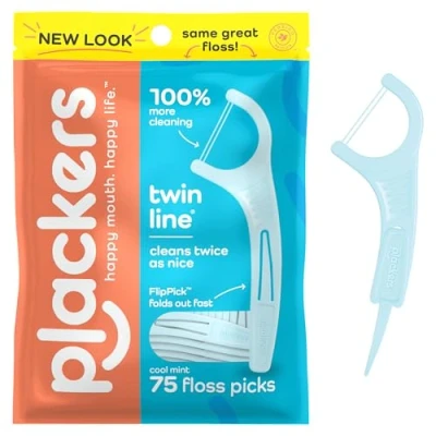 Image of Plackers Twin Line Flossers, 75 Count