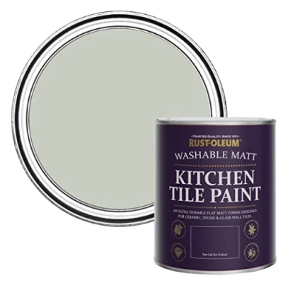 Image of Rust Oleum Green water resistant Kitchen Tile Paint in Matt Finish Aloe 750ml