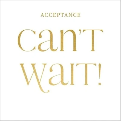 Image of Abacus Cards Wedding/Christening Acceptance Card &#039;Can&#039;t Wait!&#039; with Gold Foil Lettering Eco Friendly and Recyclable Made in England