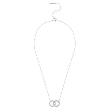 Image of Olivia Burton Silver Bejewelled Interlink Necklace 40cm
