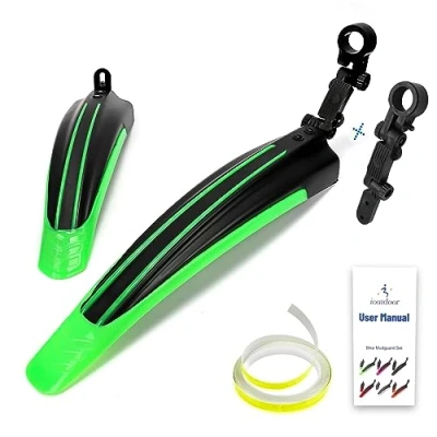 Image of ioutdoor Bike Mudguard Set with 27ft DIY Reflective Tape, Fenders Adjustable,Bicycle Front and Rear Mud Guard Fits for 20&quot;,22&quot;,24&quot;,26&quot;,27&quot;,28&quot; MTB Mountain Road Cycling (Black Green)