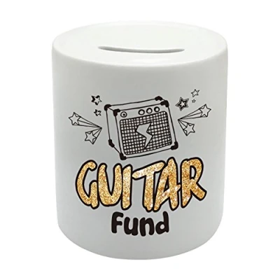 Image of BS050 Guitar Fund Novelty Gift Printed Ceramic Piggy Bank Money Saving Box