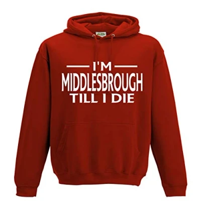 Image of AmeliaGouldApparel Middlesbrough Till I DIE Premium Mens Hoodie X Large Red