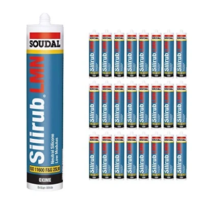 Image of 24 x Brilliant White Soudal Silicone Sealant Slirub LMN All Purpose External Low Modulus Neutral Cureal Cure