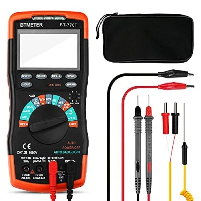 Image of True RMS Digital Multimeter Tester 6000 Counts AC DC 20A Ohmmeter Voltmeter DMM Measure Voltage Current Amp Resistance Diodes Continuity Duty Cycle Capacitance Temperature (BTMETER BT 770T)