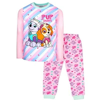 Image of Paw Patrol Kids Pyjamas Pink Long Sleeve With Pup Power Design 100% Cotton Sleepwear Official Merchandise 3/4 Years