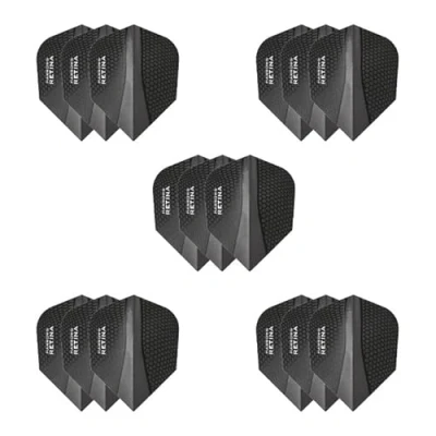 Image of Harrows Retina Dart Flights 5 x sets Darts (15 Total) I 100 Micron Premium Extra Strong Made in UK Professional Accessories Black
