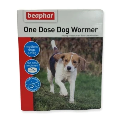 Image of Beaphar One Dose Wormer Medium Dog 2tabs