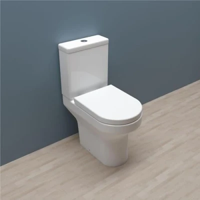Image of Bathroom Rimless Round Close Coupled Toilet Pan Soft Seat Cistern WC