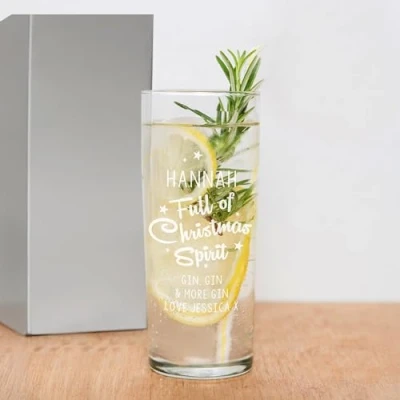Image of Custom Personalised Full of Christmas Spirit Hi Ball Glass. Christmas, Stocking Filler, Secret Santa