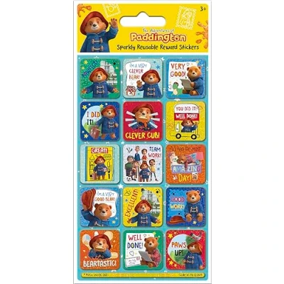 Image of Paper Projects 01.70.12.049 Adventures of Paddington Sparkly Reward Stickers Official Licensed Product Reusable on Non Porous Surfaces, 19.5cm x 9.5cm