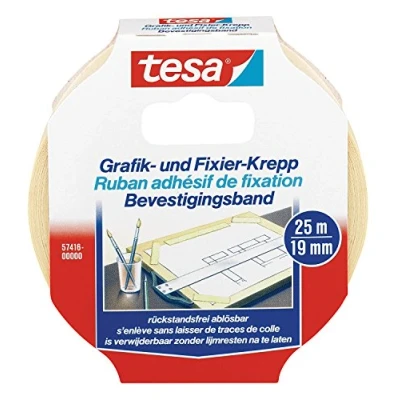 Image of tesa 57416 00000 02 Tape Graphic and Fixing Crepe, Paper, 25 m x 19 mm, Beige, 25m 19mm