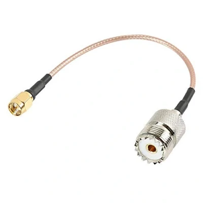 Image of TengKo RF RG316 Pigtail Low Loss Cable, SMA Male to UHF SO 239 Female Coaxial Antenna Connector