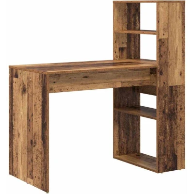 Image of vidaXL Desk with Storage Old Wood 113x54x120 cm Engineered