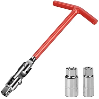Image of Drado Spark Plug Socket Wrench Set, Removal Tool, Spanner, T Bar 16mm 21mm Red