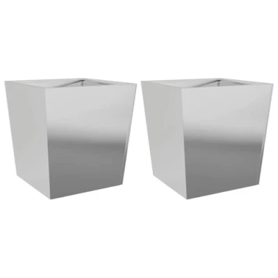 Image of vidaXL Garden Planters Outdoor Flower Pot Planter Box Set Galvanised Steel, Rust Resistant, 50x50x50 cm, 2 pcs Balconies, Gardens, Patios