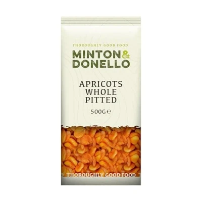 Image of Minton &amp; Donello Apricots Whole Pitted, 500g Suitable for Vegans and Vegetarians Healthy Snack Lunchbox