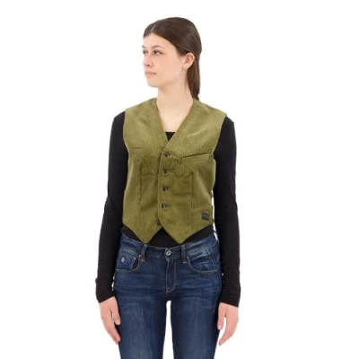 Image of G STAR RAW Women&#039;s Cord Waistcoat Sleeveless, Green (dark olive D24208 D405 C744), S