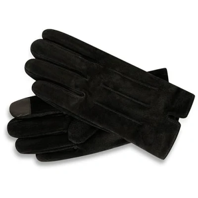 Image of BARNEYS Originals Real Leather and Suede Gloves (Real in Black, M)