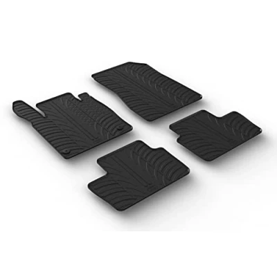 Image of Gledring Set of Rubber Mats Compatible with Nissan Juke II 2019 (T Profile 4 Piece + Mounting Clips), Black