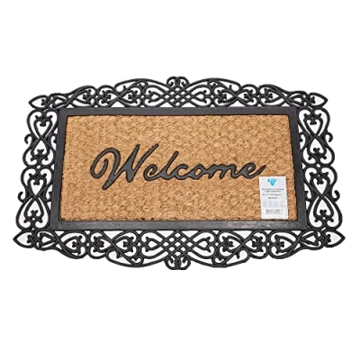 Image of ED Rubber Door Mats Natural Coir Non Slip PVC Backed Indoor &amp; Outdoor Heavy Duty 45 x 75cm (Welcome 1)