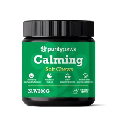 Image of Natural Calming Treats for Dogs Anxiety Relief Chews with Chamomile Helps Hyperactivity, Separation Anxiety, Thunderstorms, and Travel Non Drowsy, Fast Acting, All Breeds 120